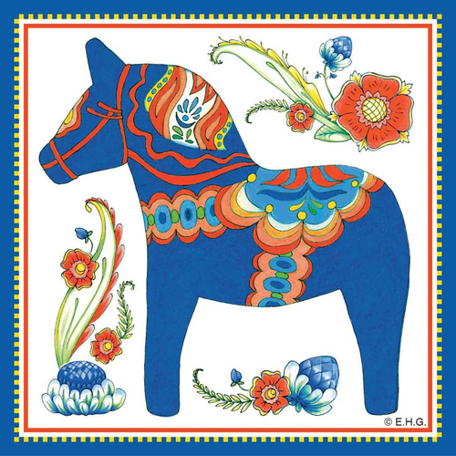 Blue Sweden Dala Horse Refridgerator Iman Azulejo