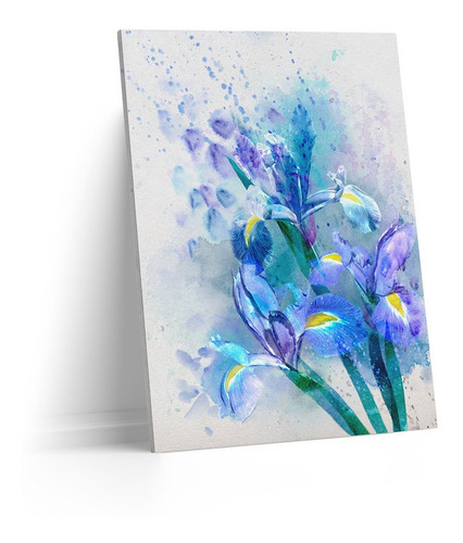 Cuadro Lienzo Canvas 45x60cm Flores Pintura Abstracto Azul