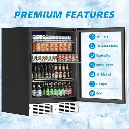 Erivess Mini Refrigerador De 5.3 Pies Cúbicos Para 166 Latas