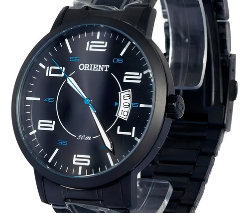 Relogio Orient Masculino Aço Preto Com Azul Mpss1029 P2px