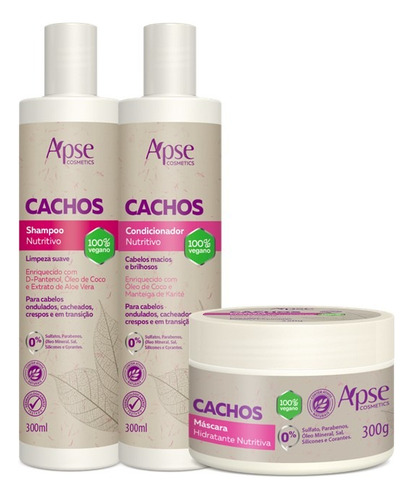 Kit Apse Shampoo, Condicionador E Máscara Capilar Cachos