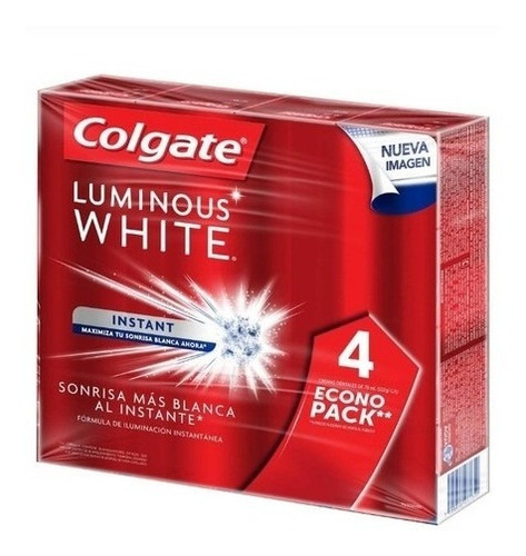 Pasta De Dientes Colgate Luminous White 4 Pzas De 75 Ml C/u