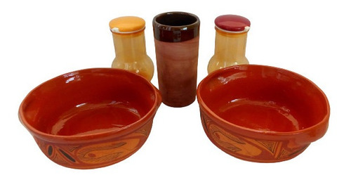 Imagen 1 de 4 de Platos De Barro Para Sopa Vaso Mas Salero Y Obsequio 