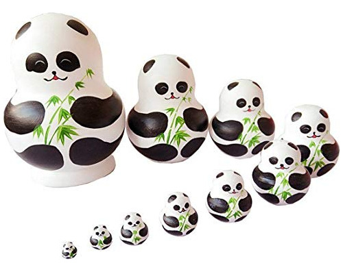 Panda De Animales Lindos Unigift Con Bambú Madera Hecha A Ma