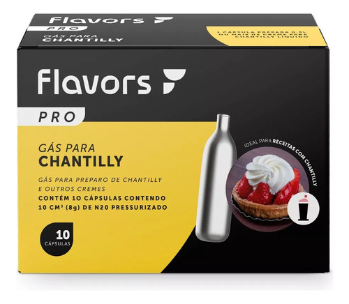 Capsulas De Gás Sifão Chantilly N20 C/ 20 Unidades Flavors