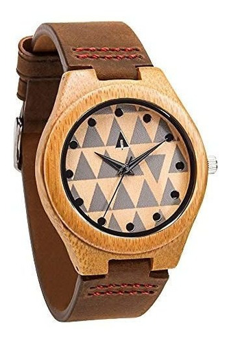 Reloj De Bambu De Madera De Los Hombres De Treehut Con Corre