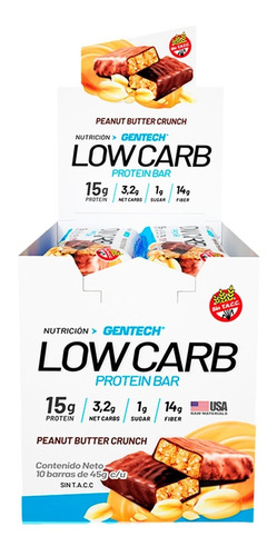 Low Carb Protein Bar 45g Gentech Proteinas 15g Gluten Free 