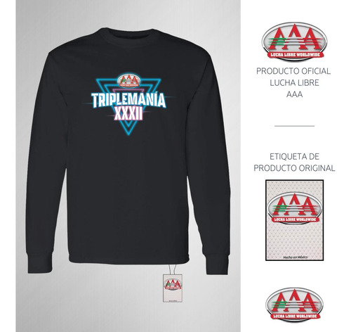 Playera Deportiva M Larga Hombre Lucha Libre Aaa Triplemanía