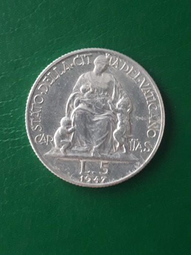 Vaticano 1947 5 Lira Papá Pio Xii Excelente (Usado)