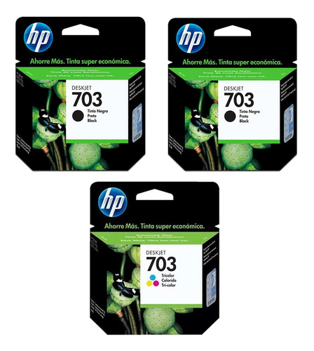 Kit De 2 Cartuchos Hp 703 Negro Y 1 Cartucho Hp 675 Tricolor