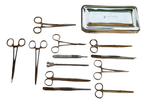 Imagen 1 de 10 de Set Quirúrgico Caja Acero Con 13 Instrumentos Cirugía Menor