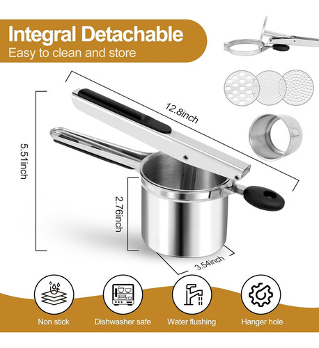 Trituradora De Patatas De Acero Inoxidable Con Mango Ergonóm