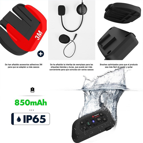 Intercomunicador Motocicleta Para Casco Bluetooth 1pcs, Ip65