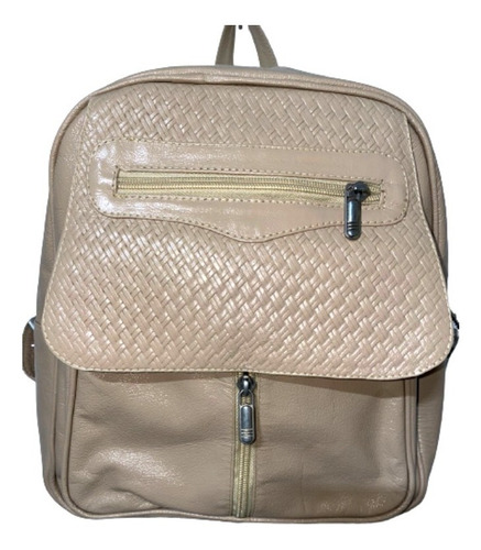 Bolso Morral Mediano Dama 100% Cuero Beige Moda Calidad