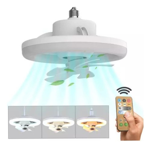 Lampara Ventilador Luz Led 360 Con Control Multifunción  