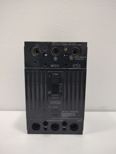 Breaker Tqd 3x200 Amp, General Eléctric (cod.0477)