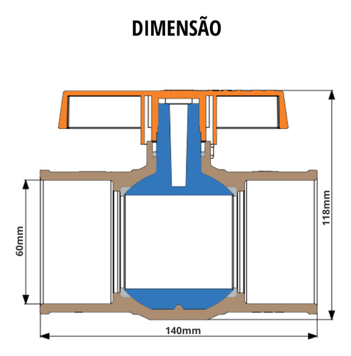 Registro soldável bitola 60mm Durín