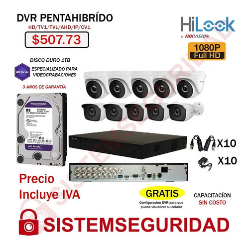 Imagen 8 de 10 de Kit 2 4 6 8 16 Cámaras De Seguridad 1080p Hilook