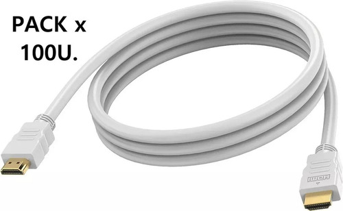 Imagen 2 de 3 de Cable Hdmi Mayorista X 100u 1 Metro Color Gris Pack X 100