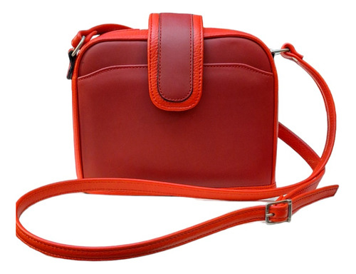 Cartera Denali 100% Cuero Color Rojo. Orifaz. 