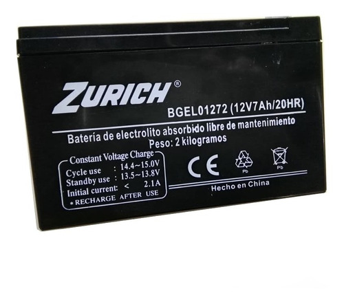 Bateria Para Ups Y Otros Usos 12v 7 Amper Zurich