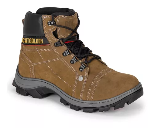 Bota Caterpillar Original Masculina palmilha a Gel Couro Marrom Impermeável  Confortável impermeável.