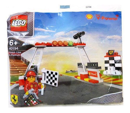 Línea De Meta, Podio Y Minifigura De La Colección Lego Shell