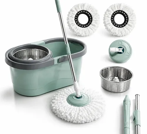 Castelle Mop Esfregão Com Rodinhas Giratório 13 Litros Cesto Aço Inox Com Refil C