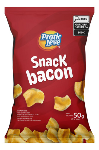 Kit Com 4 Salgadinho De Trigo Snack Bacon Sabor Bacon 50g