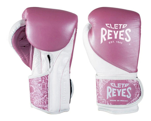 Guantes De Box Cleto Reyes Alta Precision  Rosa Blanco 16 Oz