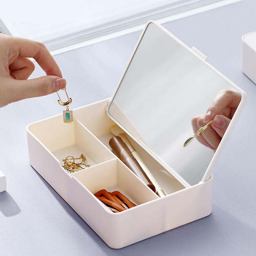Estuche Organizador De Maquillaje Con Espejo, Caja De