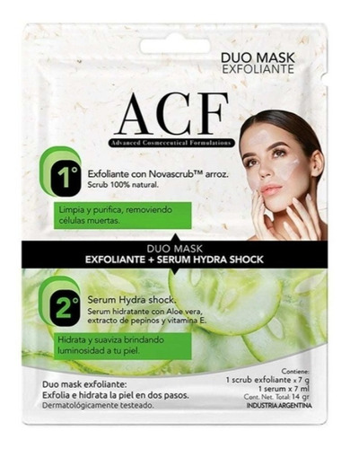 Acf Mascara Facial Duo Mask Exfoliante + Serum Aloe Vera