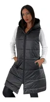 Comprar Campera Chaleco Puffer Largo Con Piel Y Capucha
