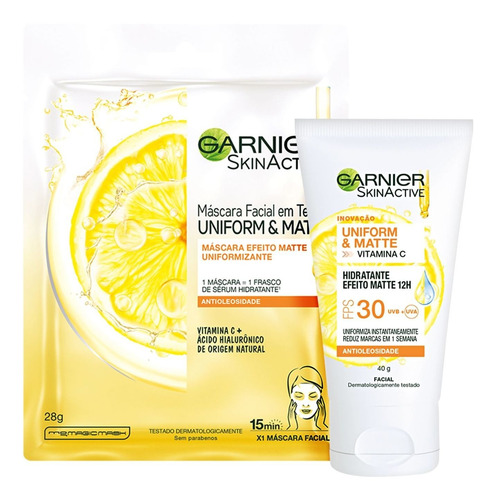 Kit Garnier Skinactive Uniform & Matte Vitamina C Mask