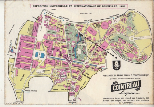 1958 Publicidad Liqueur Cointreau Con Plano De Expo Bruselas (Usado)