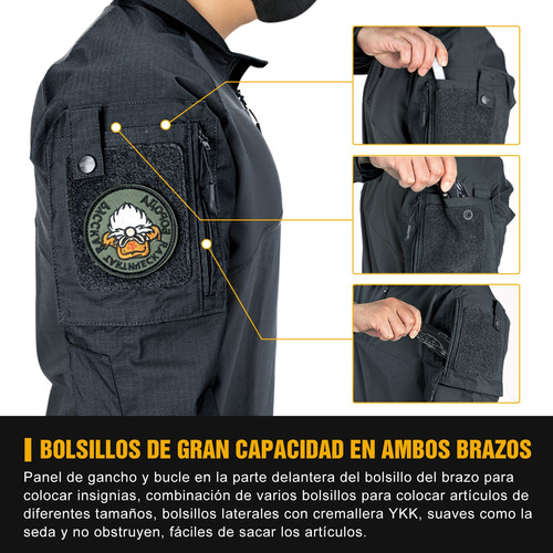 Camisa Táctica Militar Para Hombre Con Coderas Multibolsillo
