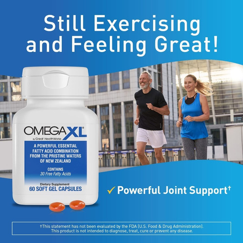Omega Xl (60 Cápsulas) Alivio Del Dolor Articular, Omega 3 Sabor Sin Sabor