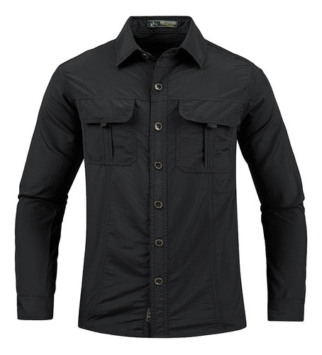 Camisa Hombre Estilo Militar Manga Larga Out