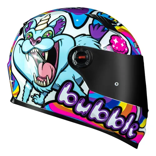 Capacete Fechado Ls2 Ff358 Bubble White Ponei Unicornio Gato Capacete Fechado Ls2 Ff358 Bubble White Ponei Unicornio Gato