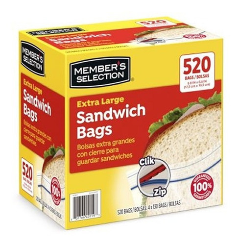 520 Bolsas Con Cierre Zip Click Para Sandwich Members