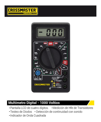 Imagen 2 de 4 de Multímetro Digital-tester 200-1000 Volts-crossmaster 9936583
