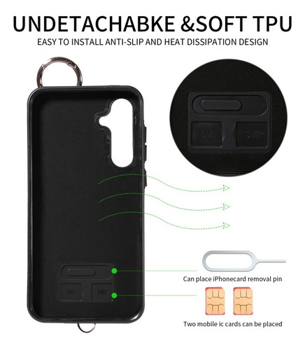 Capa Elegante Com Porta-cartões Para Samsung, Durável