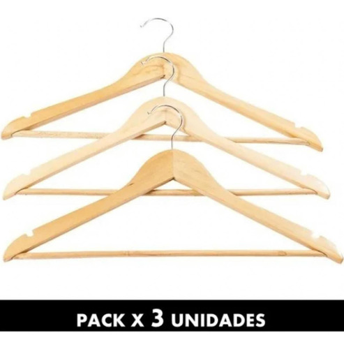 Pack 3 Colgador De Madera