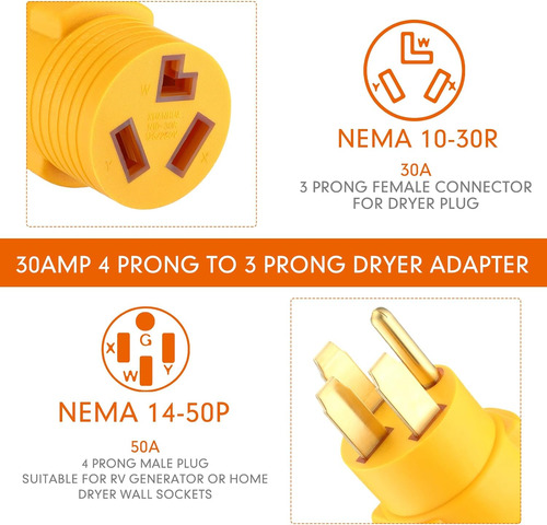 Adaptador 50a A 30a Nema 14-50p/10-30r Para Rv