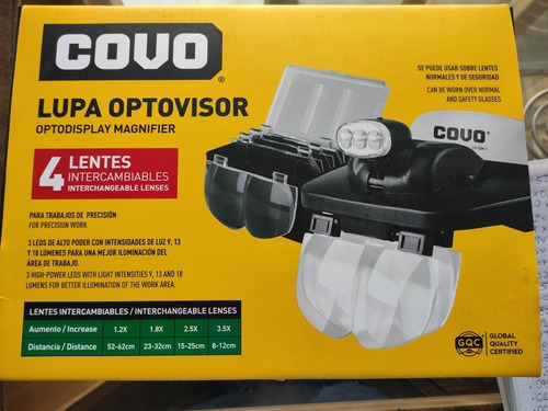 Lupa Optovisor Con Luz Led Con 4 Lentes Intercambiable Covo