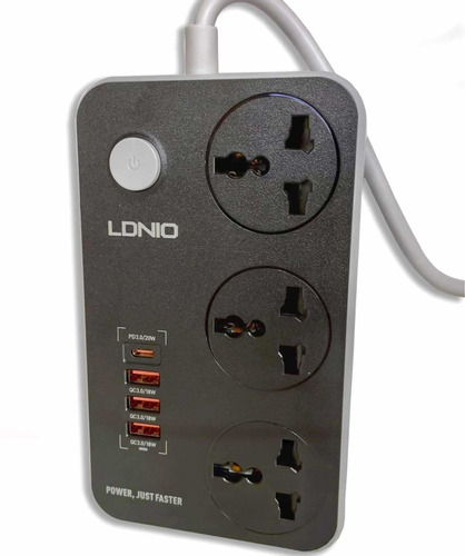 Cargador Extensión 2 Metros Tipo C 20w + 3 Usb 20w Ldnio