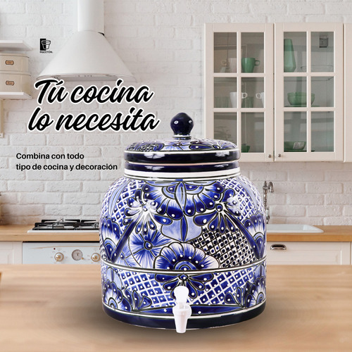 Portagarrafon Dispensador De Agua De Talavera 10 Lts C/llave Color Talavera Azul