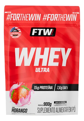 Whey Concentrado Ultra Protein Refil 900g Sabor Morango - FTW