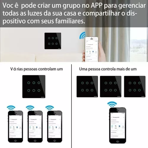 Interruptor Inteligente Alexa 4x4 Brazil Tuya WiFi Smart Switch 6