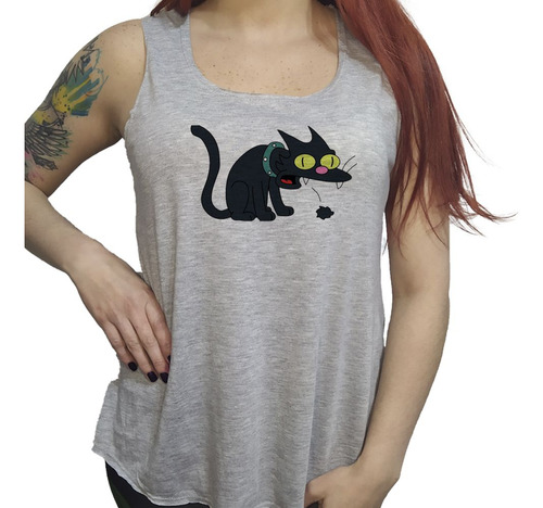 Musculosa Acampanada Gato Bola De Nieve Escupiendo Pelos